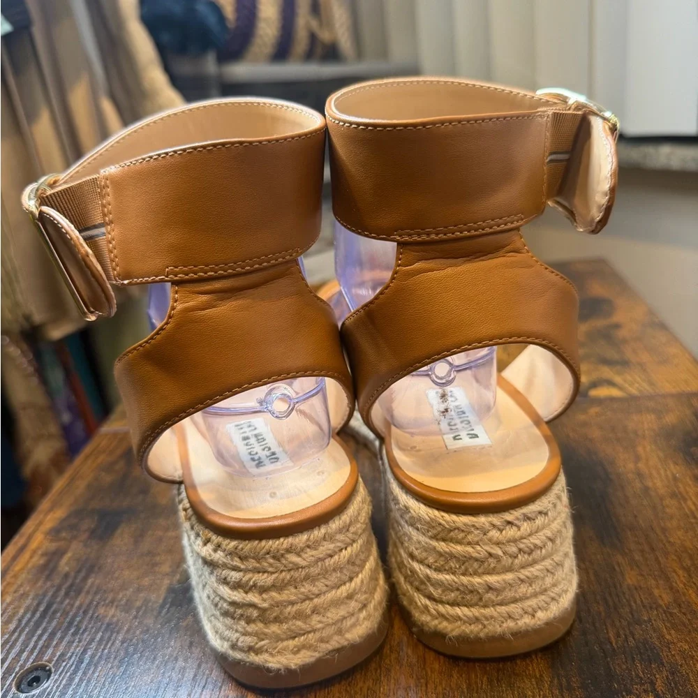 Design Lab Kendra Women's Tan Wedge Espadrilles Sandals Size 9